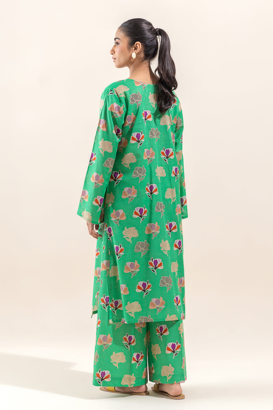 2 PIECE PRINTED LAWN SUIT-FOREST JADE (UNSTITCHED)