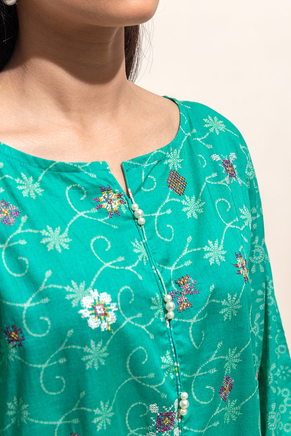 2 PIECE EMBROIDERED LAWN SUIT-SPRING BUD (UNSTITCHED)