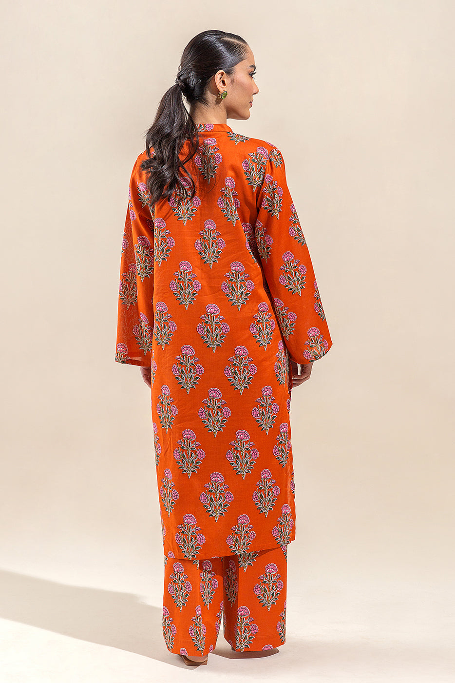 2 PIECE PRINTED LAWN SUIT-VERMILLION FLECK (UNSTITCHED)