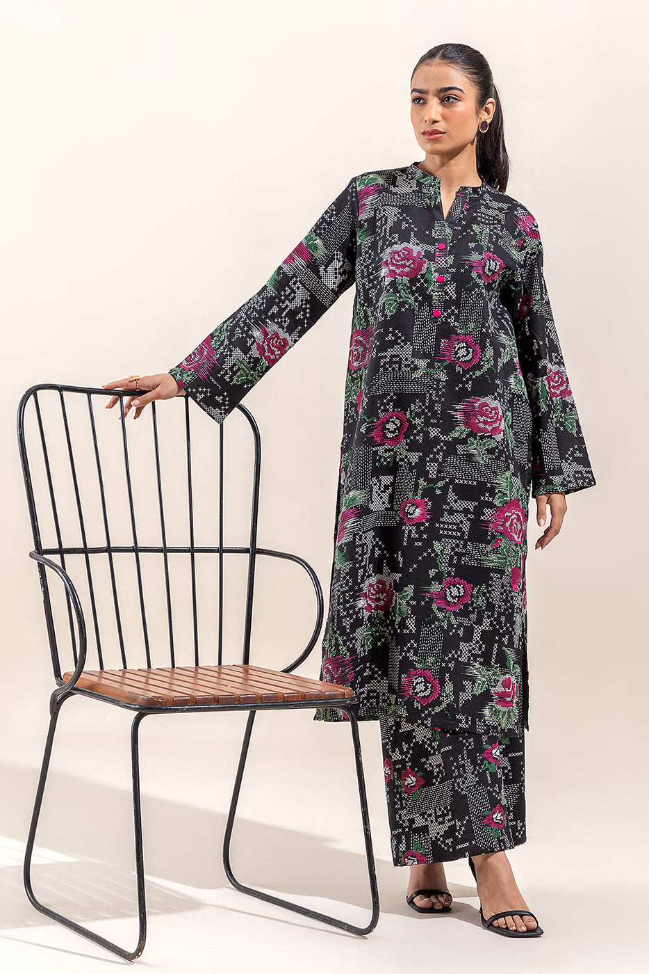 2 PIECE PRINTED LAWN SUIT-HAZED NIGHT (UNSTITCHED) - BEECHTREE