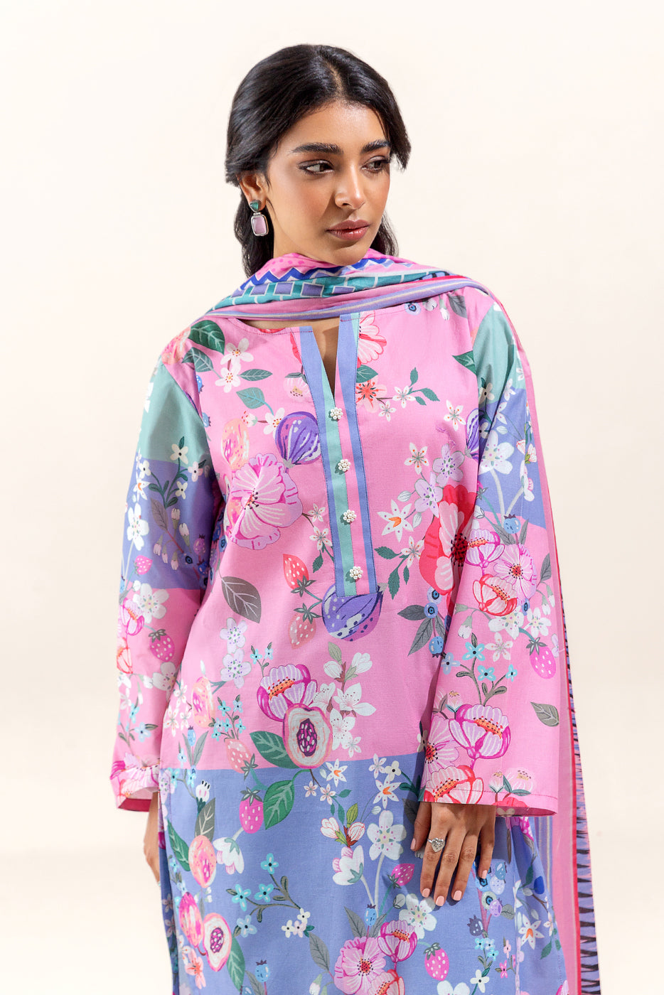 3 PIECE PRINTED LAWN SUIT-CANDY GLOOM (UNSTITCHED) - BEECHTREE