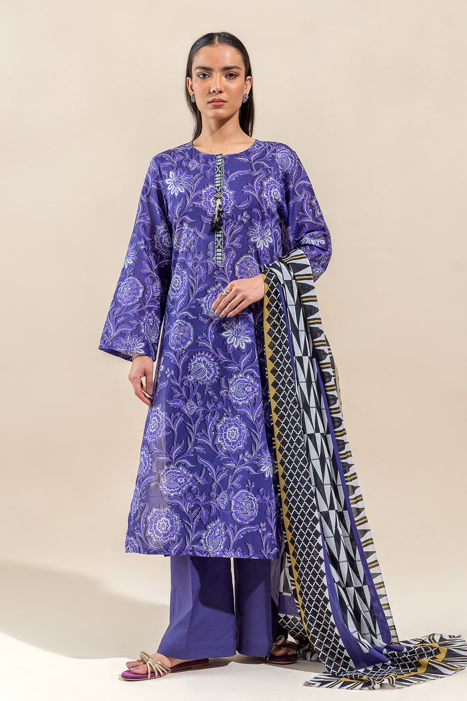 3 PIECE PRINTED LAWN SUIT-JACOBEAN HAZE (UNSTITCHED)
