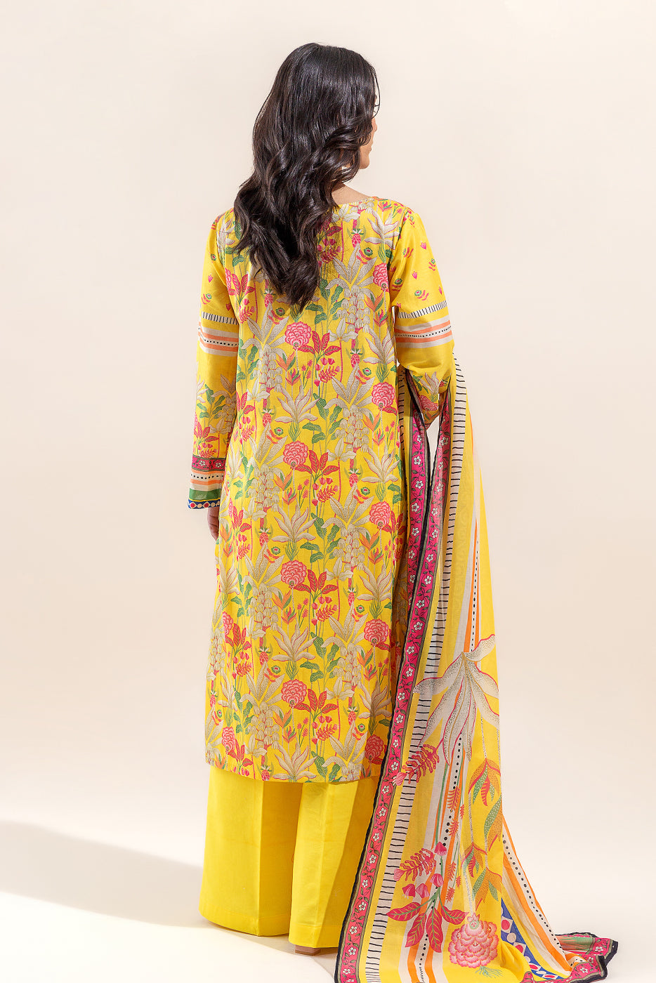 3 PIECE PRINTED LAWN SUIT-JOYFUL SPRING (UNSTITCHED)