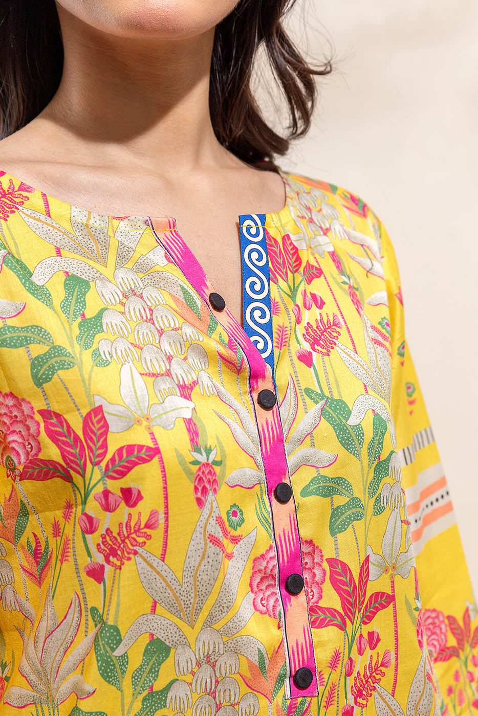 3 PIECE PRINTED LAWN SUIT-JOYFUL SPRING (UNSTITCHED)