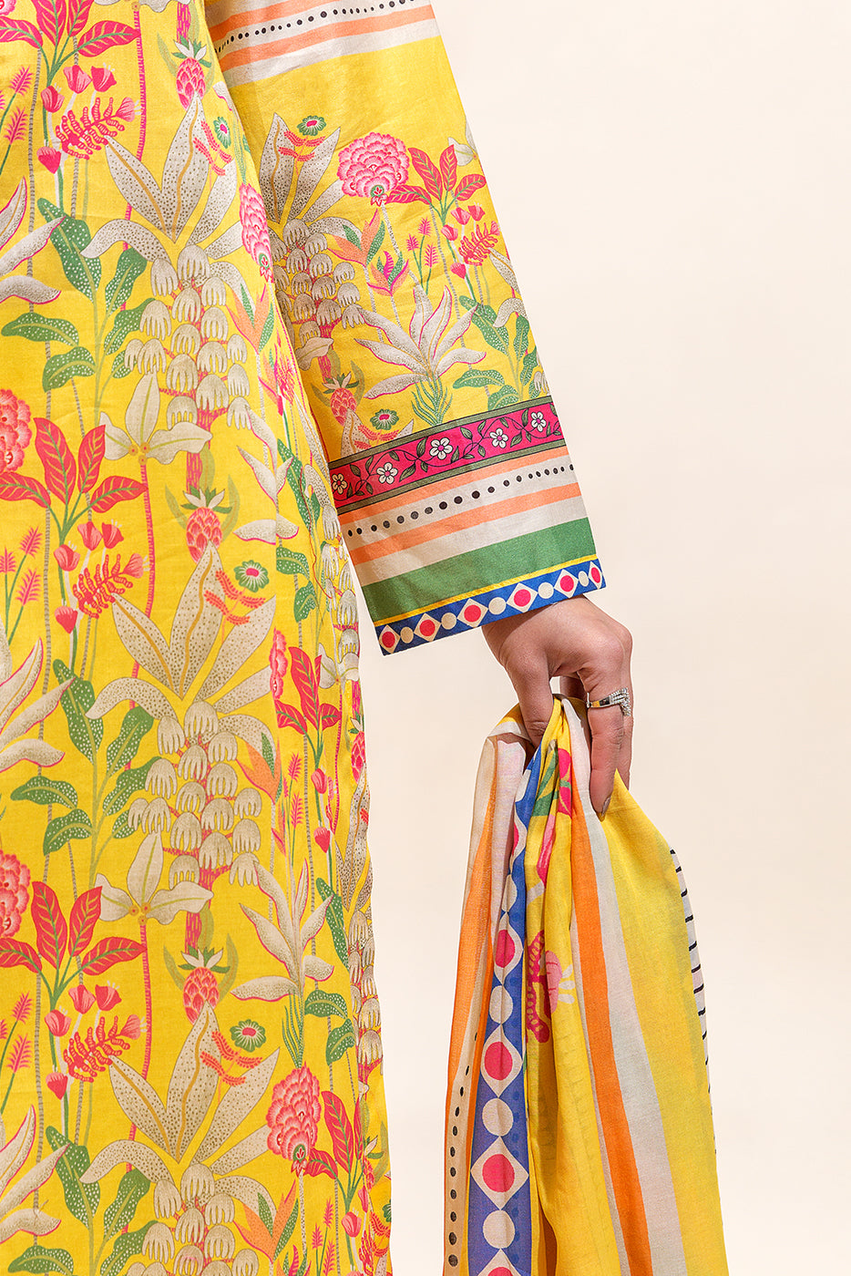 3 PIECE PRINTED LAWN SUIT-JOYFUL SPRING (UNSTITCHED)