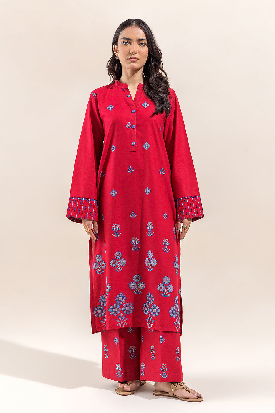 2 PIECE EMBROIDERED LAWN SUIT-RASPBERRY BLUSH (UNSTITCHED)