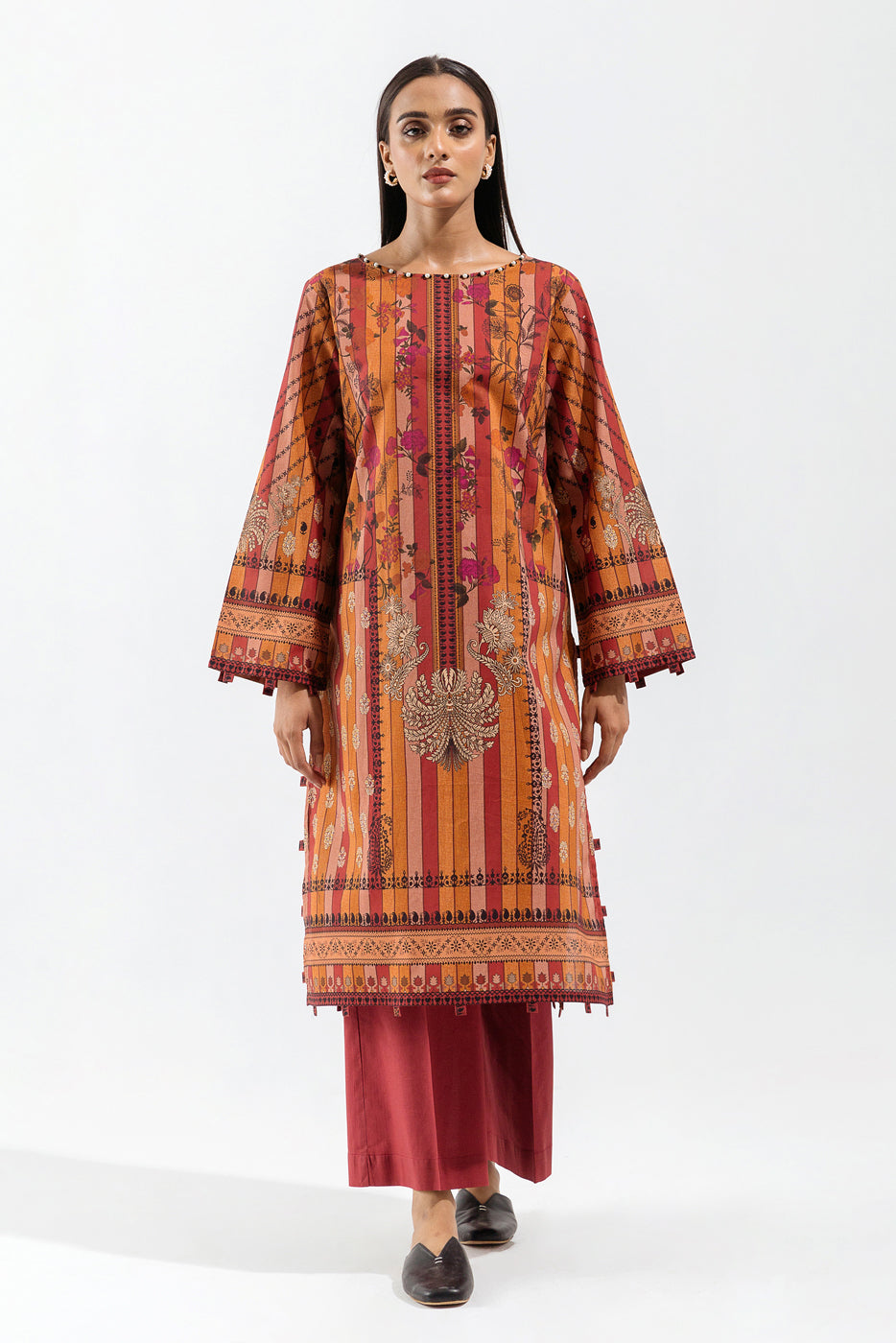 1 PIECE - PRINTED CAMBRIC SHIRT - ROSEATE MUSE (UNSTITCHED)