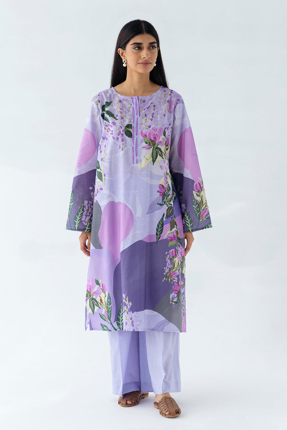 1 PIECE - PRINTED CAMBRIC SHIRT - AMETHYST (UNSTITCHED) - BEECHTREE