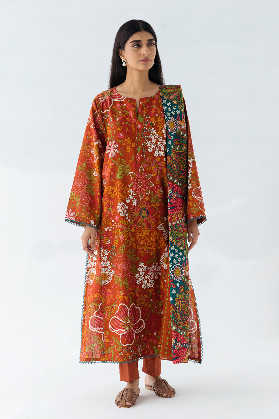 2 PIECE - PRINTED KHADDAR SUIT - RUSTIC FLORET (UNSTITCHED)