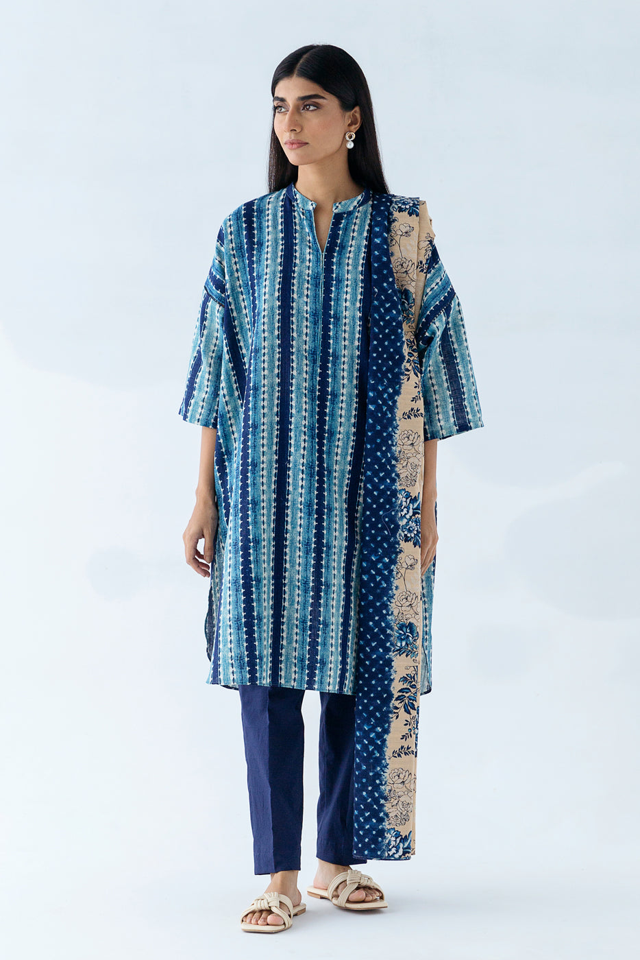 2 PIECE - PRINTED KHADDAR SUIT - SHIBORI CHARM (UNSTITCHED)
