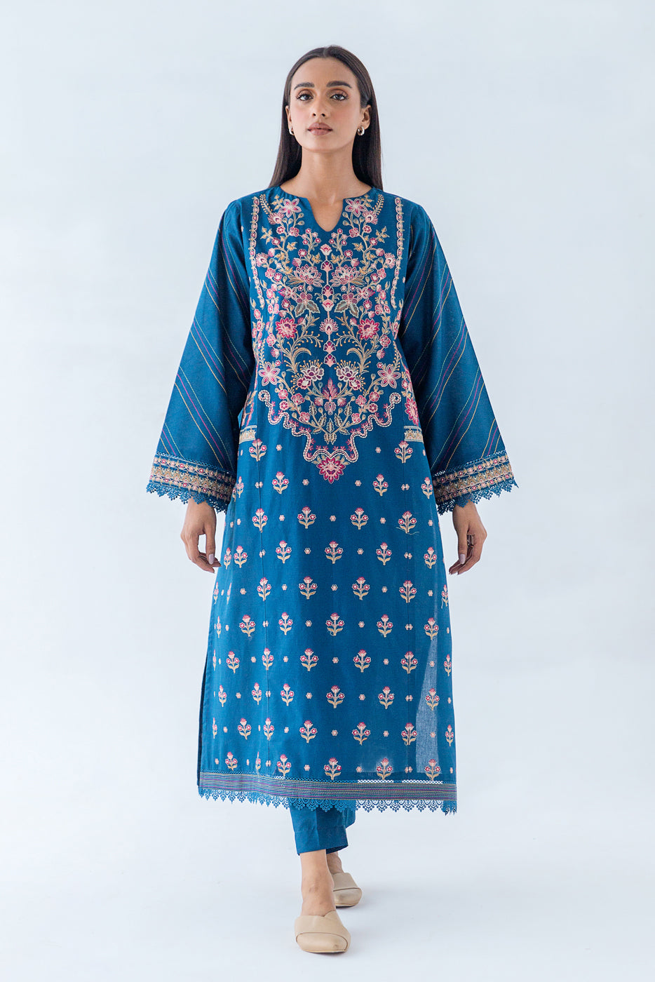 2 PIECE - EMBROIDERED CAMBRIC SUIT - SAPPHIRE MUSE (UNSTITCHED)