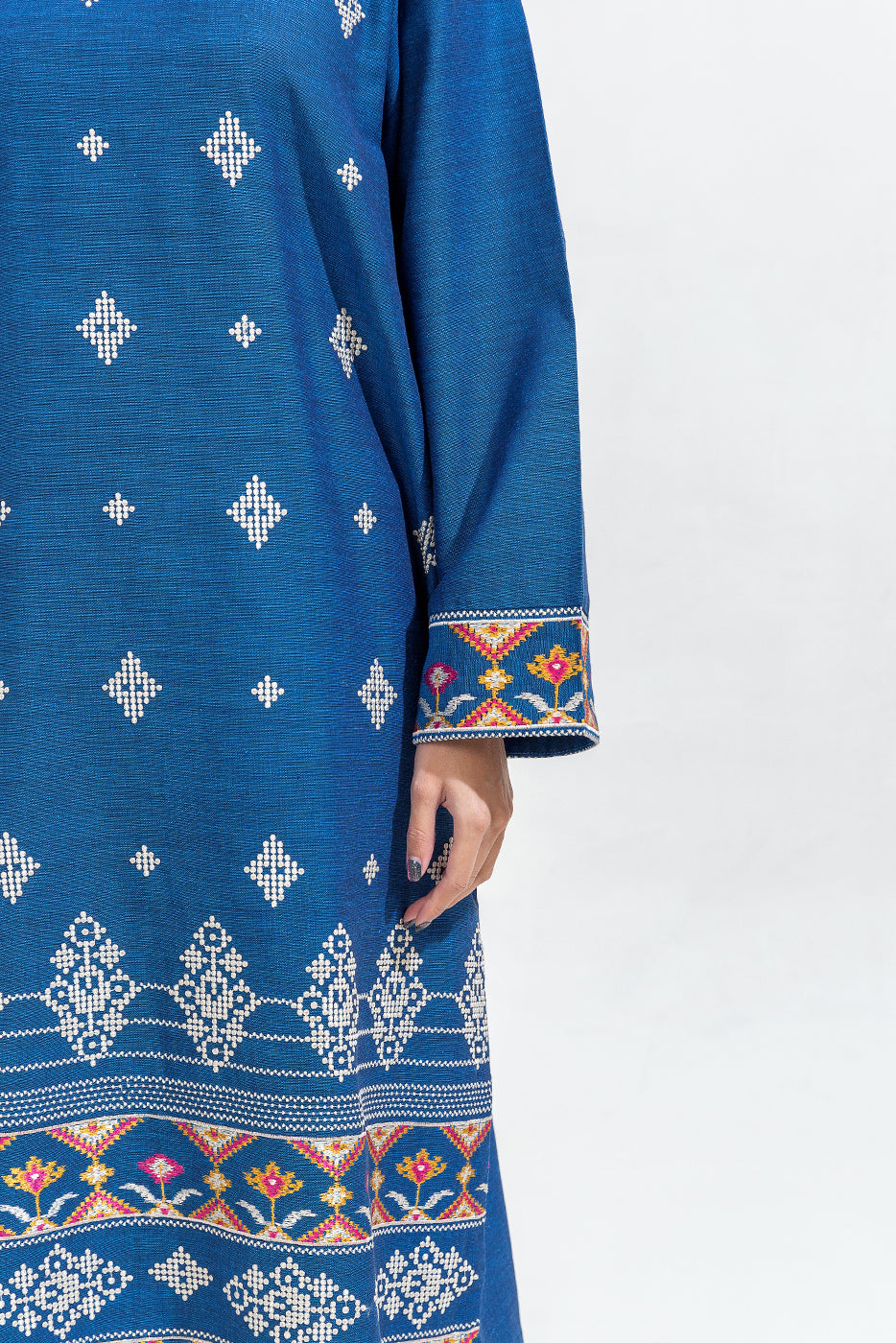 2 PIECE EMBROIDERED CHAMBRAY SUIT (PRET)