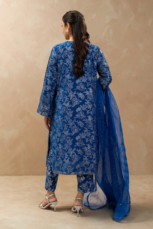 3 PIECE EMBROIDERED RAW SILK SUIT (LUXURY-PRET)