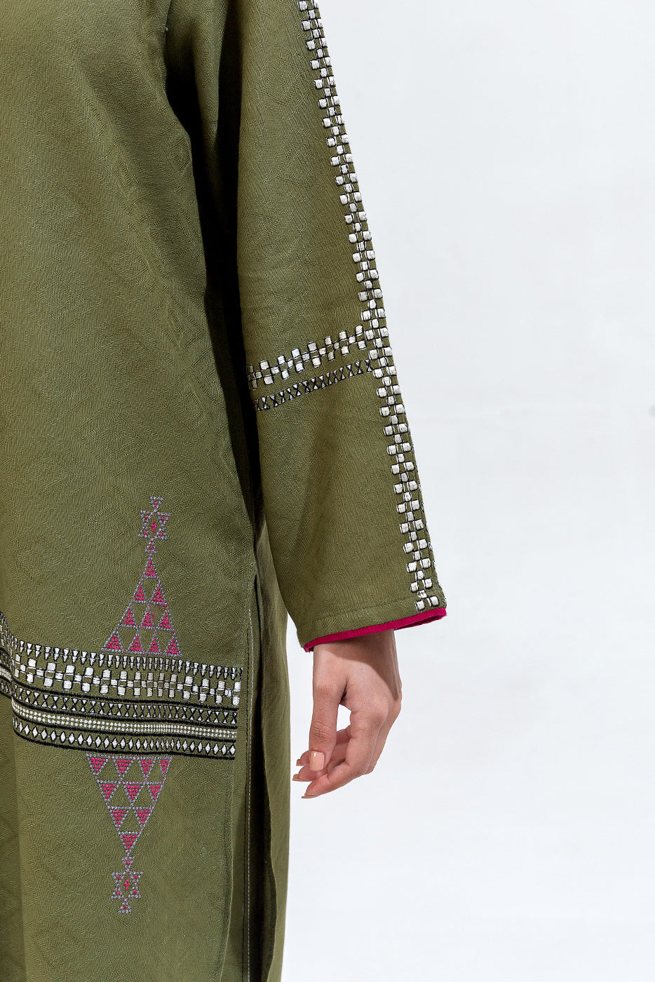 2 PIECE EMBROIDERED KHADDAR JACQUARD SUIT (PRET)