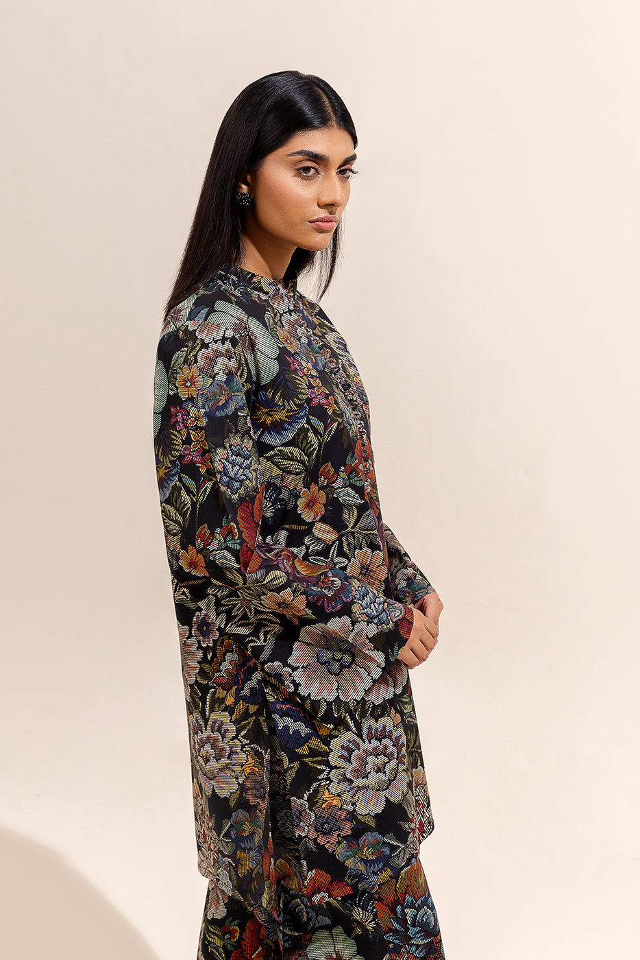 2 PIECE PRINTED LINEN SUIT-FLORAL WEAVE (UNSTITCHED)