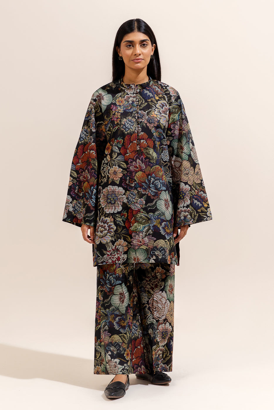 2 PIECE PRINTED LINEN SUIT-FLORAL WEAVE (UNSTITCHED)