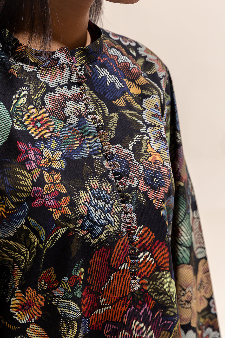 2 PIECE PRINTED LINEN SUIT-FLORAL WEAVE (UNSTITCHED)