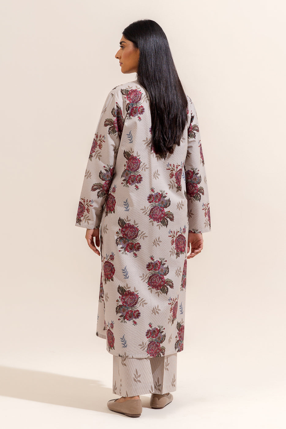 2 PIECE PRINTED LINEN SUIT-ROSEATTE BEIGE (UNSTITCHED)