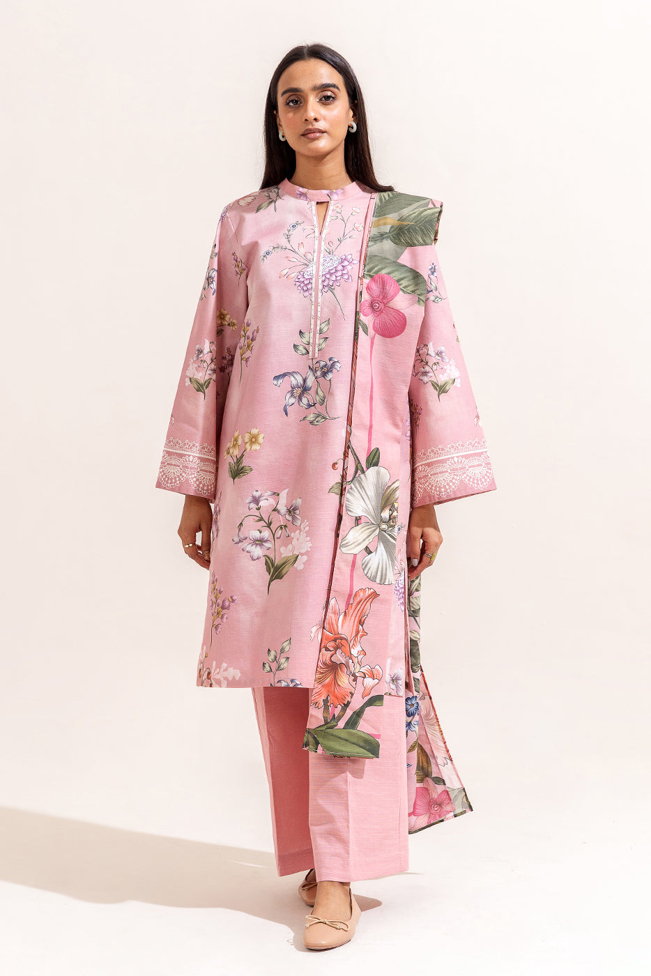 3 PIECE PRINTED KHADDAR SUIT-FIESTA FUSCHIA (UNSTITCHED)