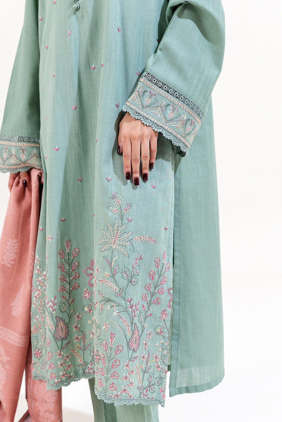 3 PIECE EMBROIDERED KHADDAR SUIT-MINT AURA (UNSTITCHED)