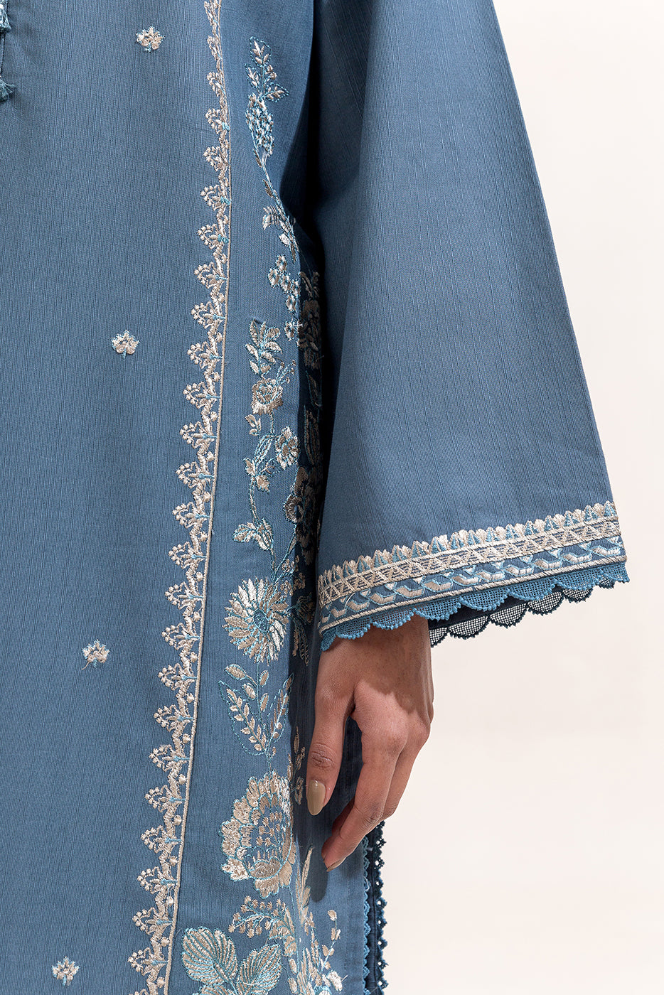 2 PIECE EMBROIDERED KHADDAR SUIT-STERLING BLUE (UNSTITCHED)