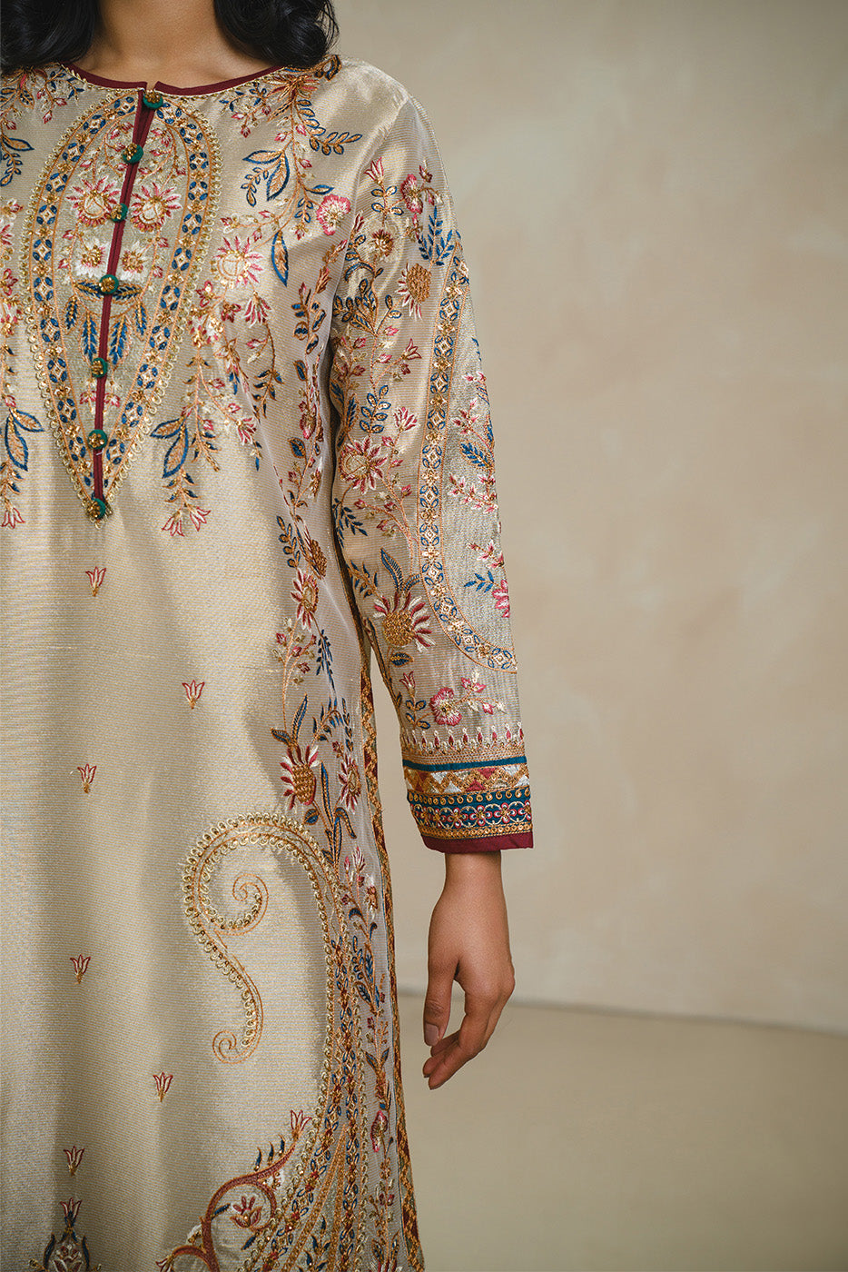 2 PIECE EMBROIDERED TISSUE SUIT (LUXURY PRET)