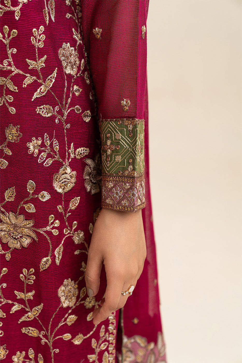 EMBROIDERED COTTON NET SHIRT (LUXURY PRET)