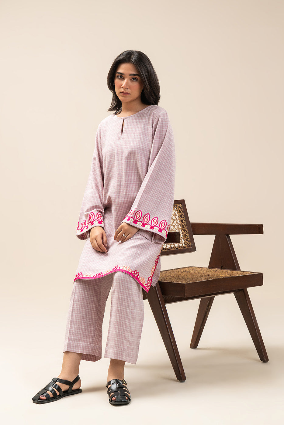 2 PIECE EMBROIDERED DOBBY SUIT (PRET)