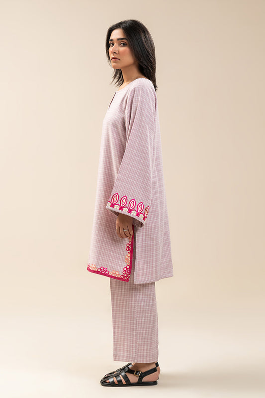 2 PIECE EMBROIDERED DOBBY SUIT (PRET)