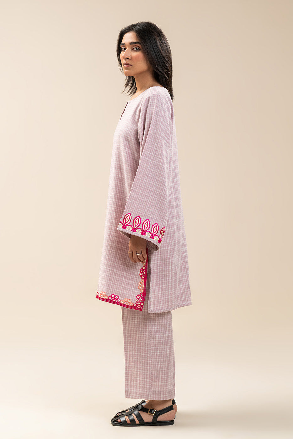 2 PIECE EMBROIDERED DOBBY SUIT (PRET)