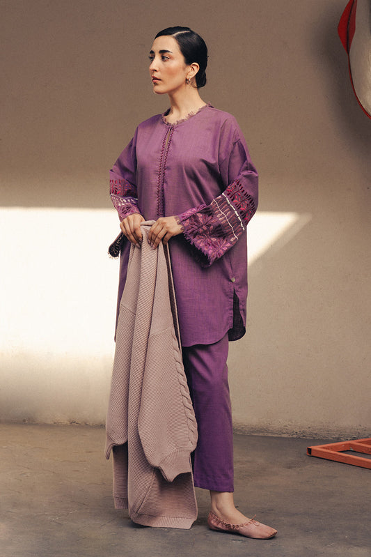 2 PIECE EMBROIDERED TWO WAY SLUB SUIT (PRET)