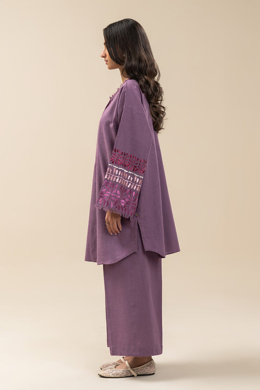 2 PIECE EMBROIDERED TWO WAY SLUB SUIT (PRET)