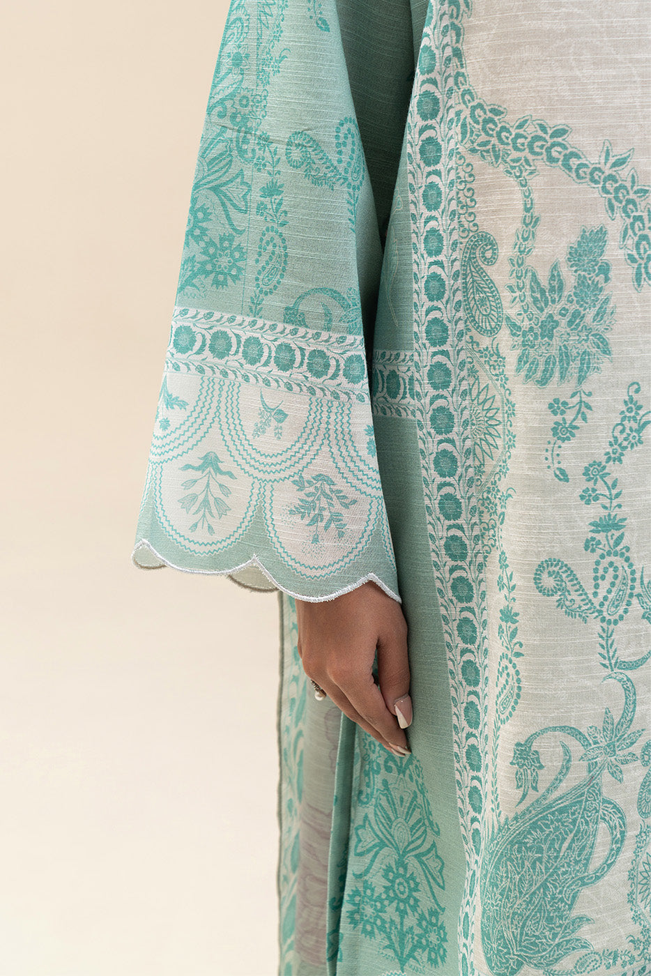 2 PIECE PRINTED SLUB KHADDAR SUIT-SAPPHIRE BLOOM (UNSTITCHED)