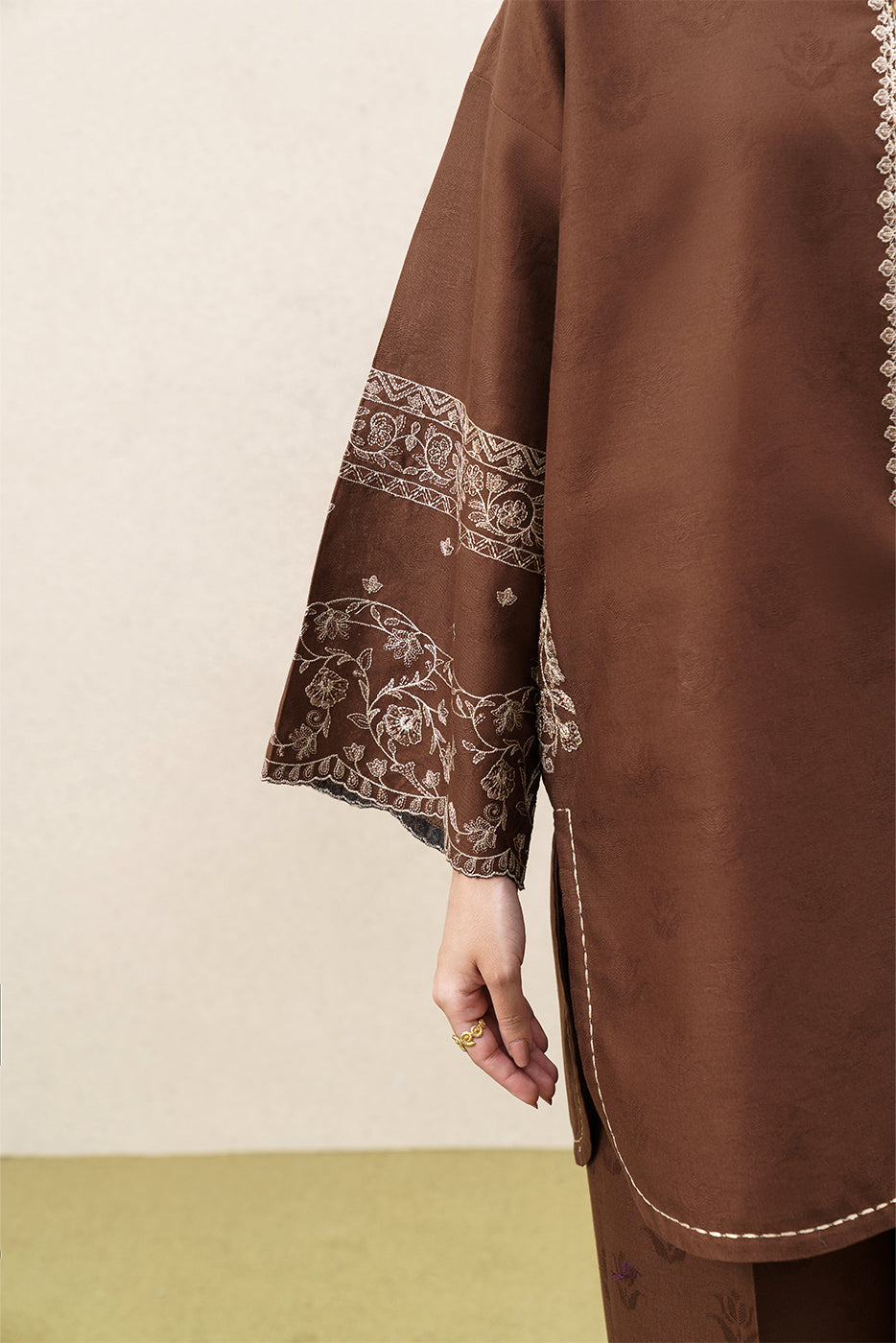 2 PIECE EMBROIDERED SELF JACQUARD SUIT-EARTH ENCHANT (UNSTITCHED)