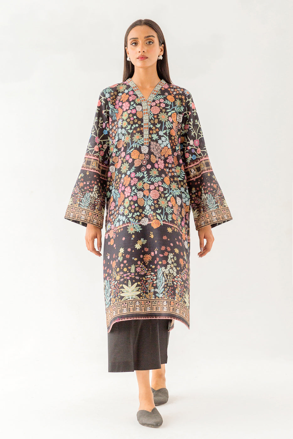 1 PIECE - PRINTED KHADDAR SHIRT - ADORNED BLOOM (UNSTITCHED)