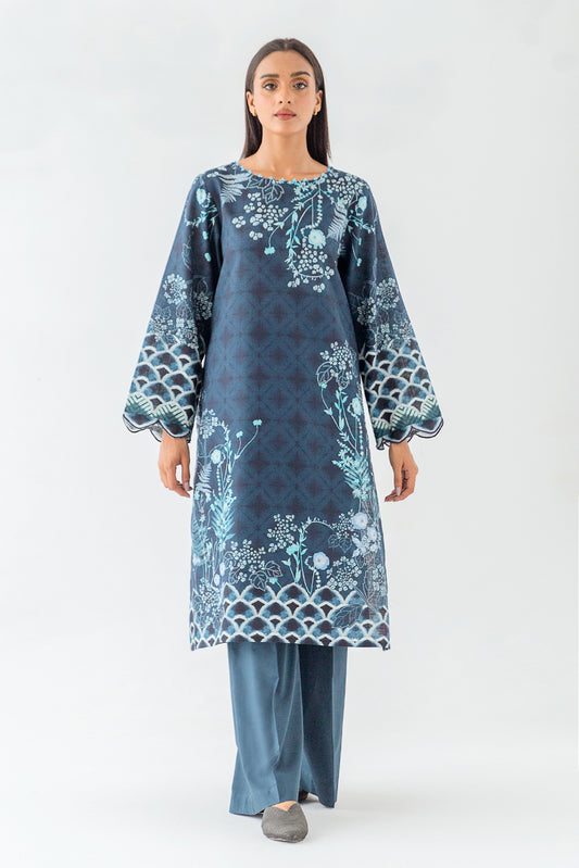 1 PIECE - PRINTED KHADDAR SHIRT - BLUE HEAVEN (UNSTITCHED)