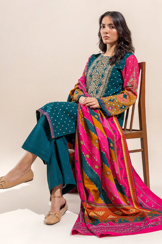 3 PIECE - EMBROIDERED  KHADDAR SUIT - FESTIVE GLOW (UNSTITCHED)
