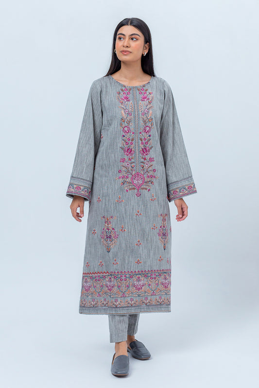 2 PIECE - EMBROIDERED KHADDAR SUIT - REPOSE GREY (UNSTITCHED)