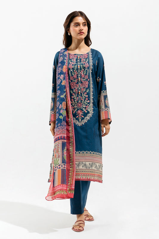 2 PIECE - EMBROIDERED LAWN SUIT - PRUSSIAN VERVE
