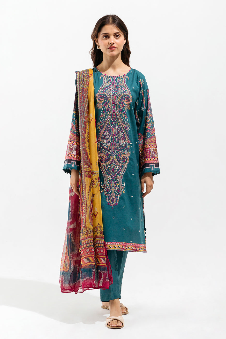 2 PIECE - EMBROIDERED LAWN SUIT - AEGEAN WILT (UNSTITCHED)