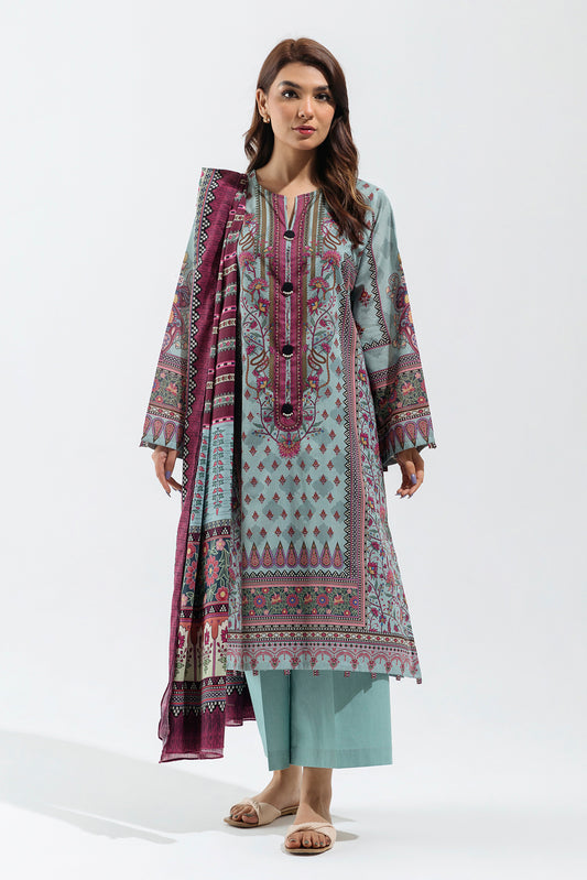 3 PIECE - PRINTED  LAWN SUIT - ETHNIC HUE