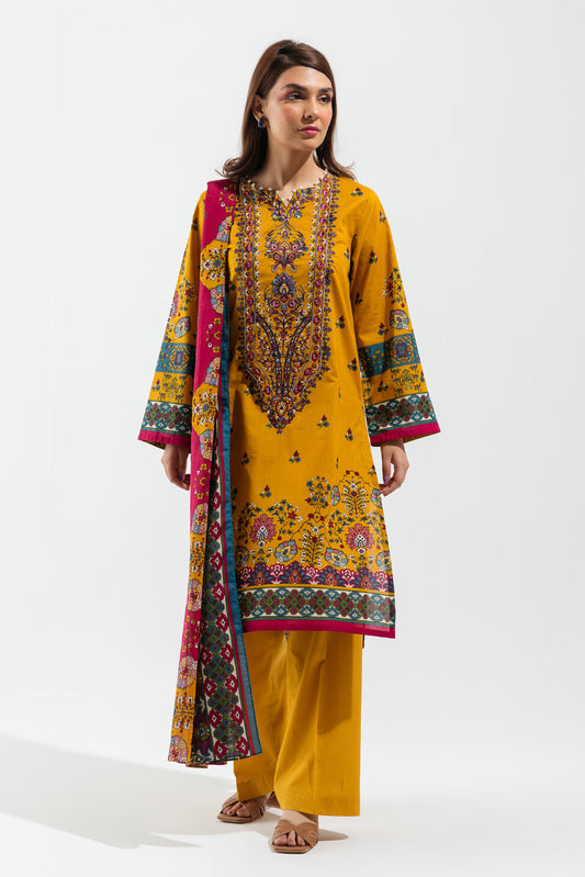 3 PIECE - EMBROIDERED LAWN SUIT - CANARY WILT