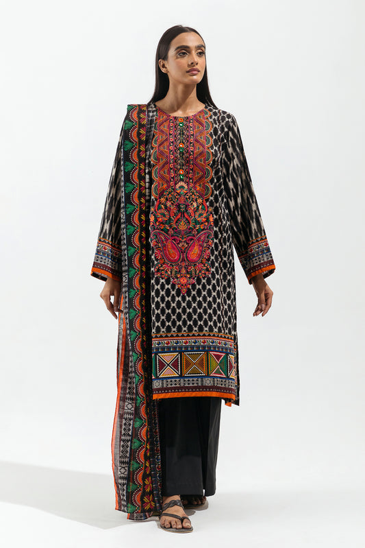 3 PIECE - EMBROIDERED LAWN SUIT - RAVEN PRISTINE (UNSTITCHED)