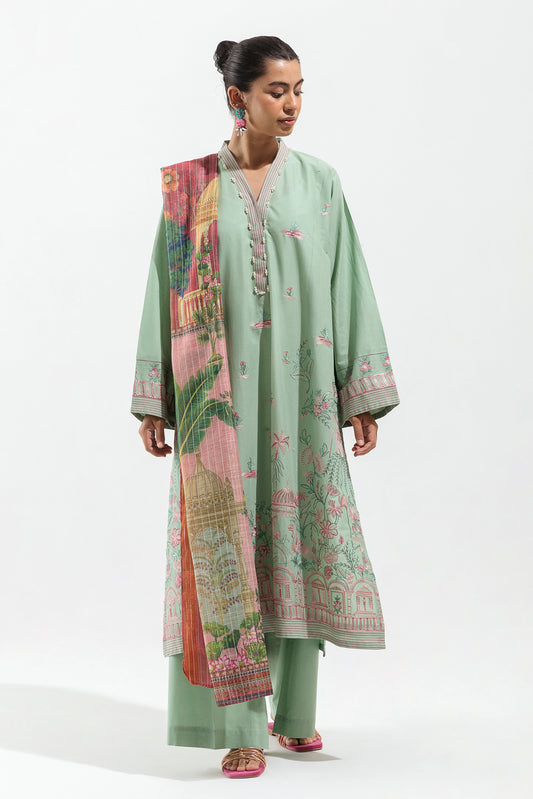 2 PIECE - EMBROIDERED LAWN SUIT - MINTY DIVINE (UNSTITCHED)