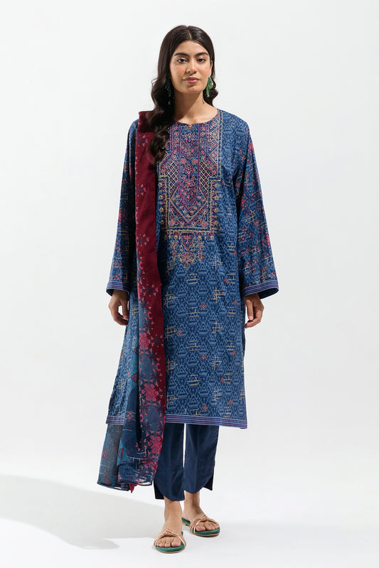 3 PIECE - EMBROIDERED LAWN SUIT - AEGEAN IKAT