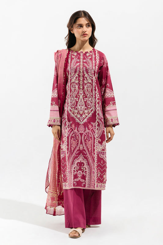 2 PIECE - EMBROIDERED LAWN SUIT - BURGUNDY DREAM (UNSTITCHED)