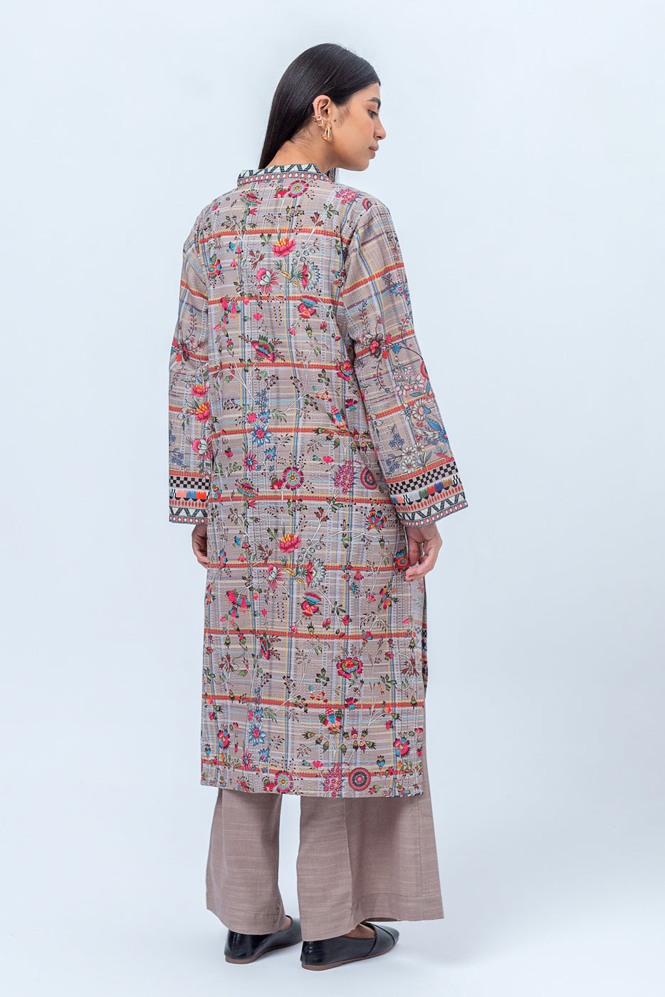 1 PIECE - PRINTED KHADDAR SHIRT - FEATHER GRAY (UNSTITCHED)