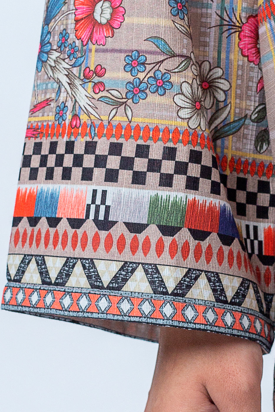 1 PIECE - PRINTED KHADDAR SHIRT - FEATHER GRAY (UNSTITCHED)