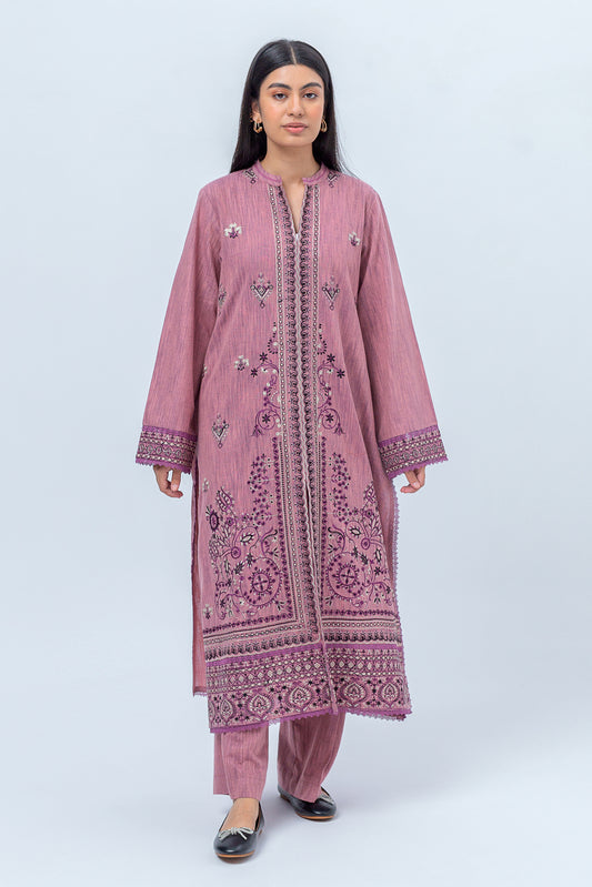 2 PIECE - EMBROIDERED KHADDAR SUIT - DUSKY ORCHID (UNSTITCHED)