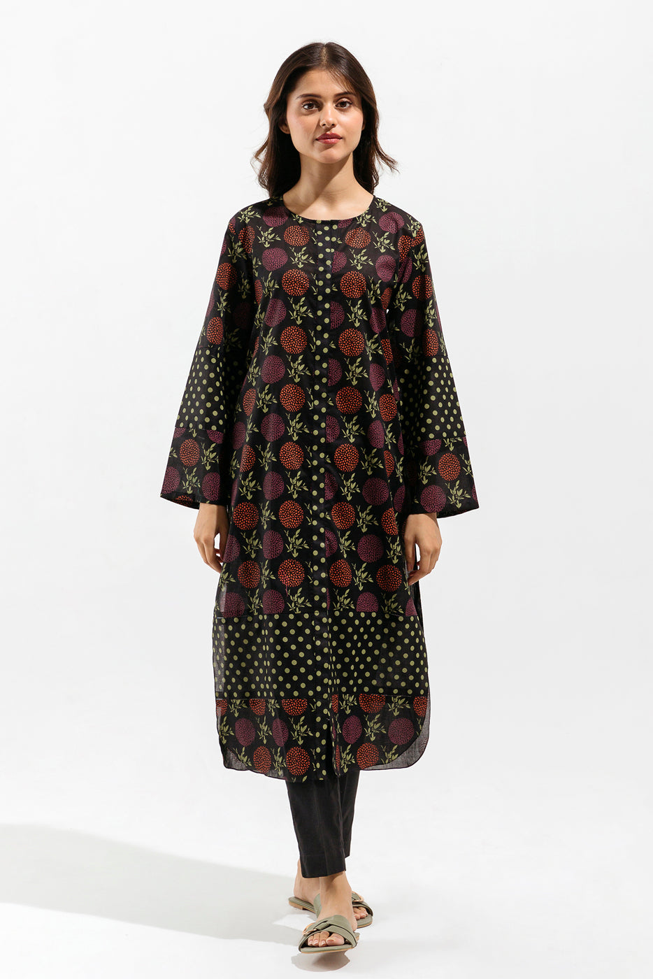 2 PIECE - PRINTED LAWN SUIT - EBONY PITCH (UNSTITCHED)